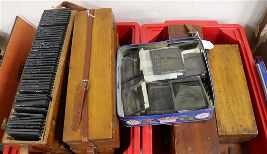Nine boxes of early 20th century astronomical lantern slides to include planets and famous astronauts